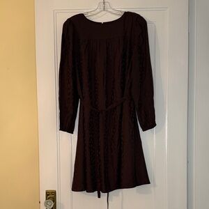 Ann Taylor Dark Brown Long Sleeve Dress with Cloth Belt Size L